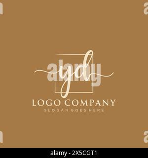 YD Initial handwriting logo with rectangle Stock Vector