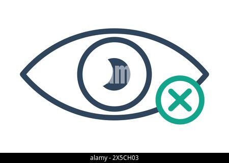vision loss icon. eye with cross. icon related to elderly. line icon style. old age element illustration Stock Vector