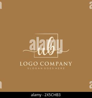 UB Initial handwriting logo with rectangle Stock Vector