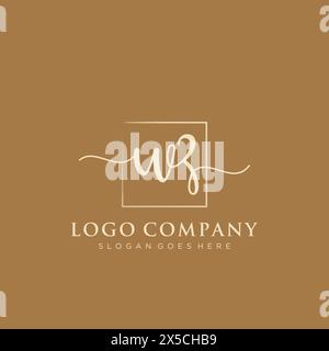 WZ Initial handwriting logo with rectangle Stock Vector