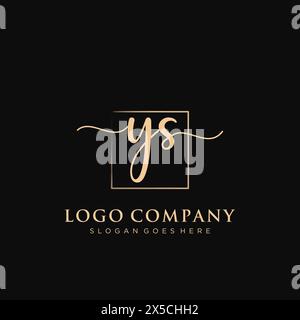 YS Initial handwriting logo with rectangle Stock Vector