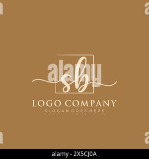 SB Initial handwriting logo with rectangle Stock Vector