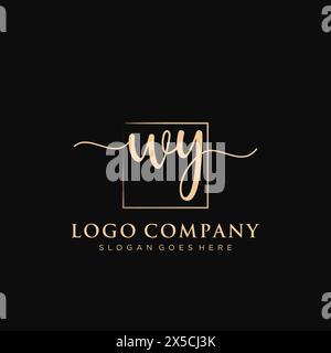 WY Initial handwriting logo with rectangle Stock Vector