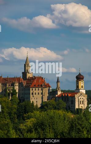 Hohenzollern Palace Sigmaringen, former princely residence and administrative seat of the Princes of Hohenzollern-Sigmaringen, town palace Stock Photo