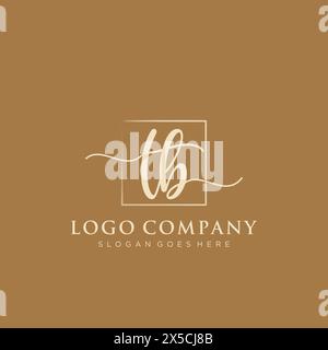 TB Initial handwriting logo with rectangle Stock Vector
