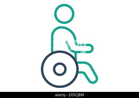 handicapped icon. people use wheelchairs. icon related to elderly. line icon style. old age element illustration Stock Vector