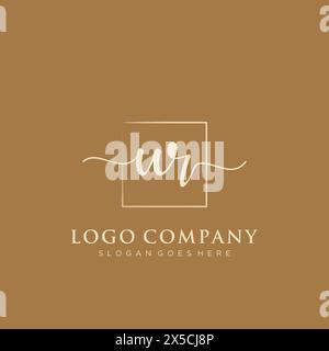 UR Initial handwriting logo with rectangle Stock Vector