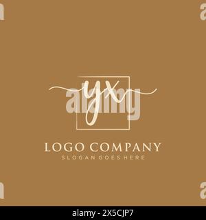 YX Initial handwriting logo with rectangle Stock Vector