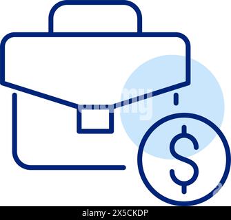 Briefcase and dollar. Financial services, business investment revenue generation. Pixel perfect, editable stroke vector icon Stock Vector