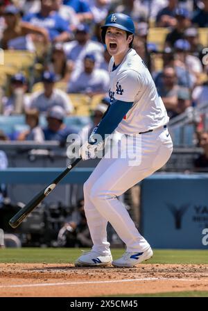 Los Angeles, California, USA. 8th May, 2024. Los Angeles Dodgers designated hitter SHOHEI OHTANI at Dodger Stadium. Dodgers beat the Miami Marlins 3-1. (Credit Image: © Mark Edward Harris/ZUMA Press Wire) EDITORIAL USAGE ONLY! Not for Commercial USAGE! Stock Photo