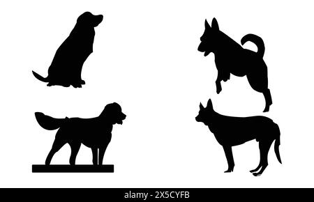 Dog Vector And Silhouette Design Collection. Stock Vector