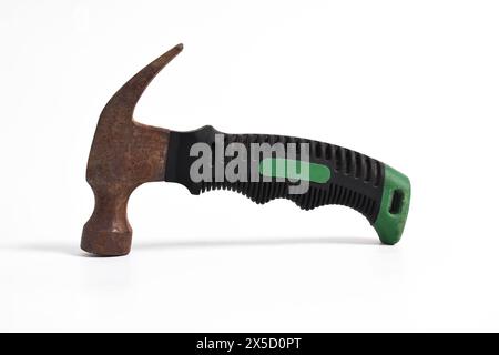 Old rusty hammer isolated on white background Stock Photo