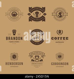 Coffee shop logos design templates set vector illustration for cafe ...
