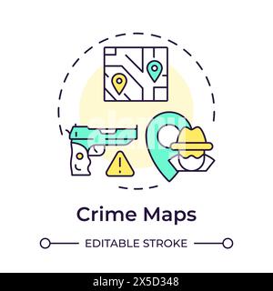 Crime maps multi color concept icon Stock Vector