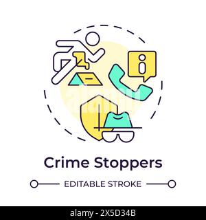 Crime stoppers multi color concept icon Stock Vector
