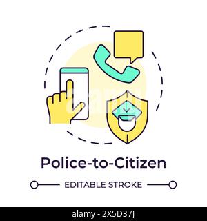 Police to citizen multi color concept icon Stock Vector
