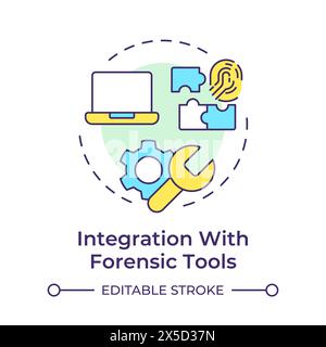 Integration with forensic tools multi color concept icon Stock Vector