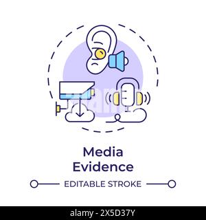 Media evidence multi color concept icon Stock Vector