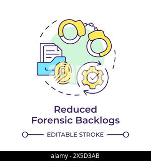 Reduced forensic backlogs multi color concept icon Stock Vector