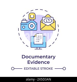 Documentary evidence multi color concept icon Stock Vector