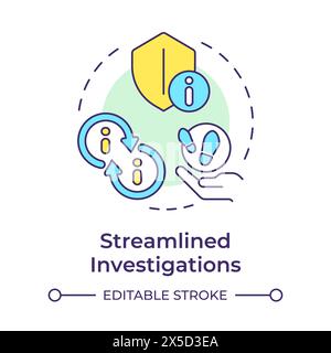 Streamlined investigations multi color concept icon Stock Vector