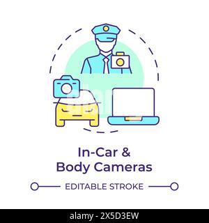 In car and body cameras multi color concept icon Stock Vector