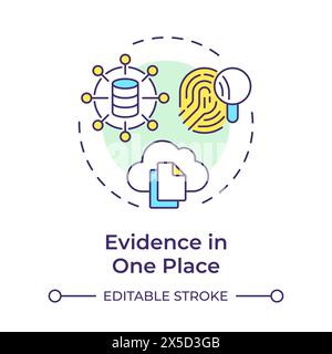 Evidence in one place multi color concept icon Stock Vector