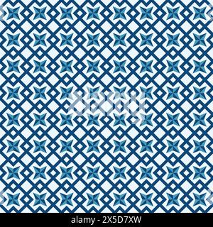 Tile seamless pattern design with blue color background. geometric tile vector Stock Vector