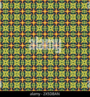 Tile print or ceramic texture seamless mosaic blue pattern. Stock Vector