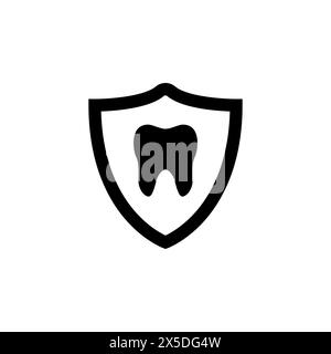 Tooth Protection, Dental Care Shield flat vector icon. Simple solid symbol isolated on white background. Tooth Protection, Dental Care Shield sign des Stock Vector