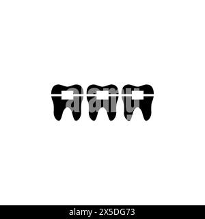 Teeth with Dental Braces flat vector icon. Simple solid symbol isolated on white background. Teeth with Dental Braces sign design template for web and Stock Vector