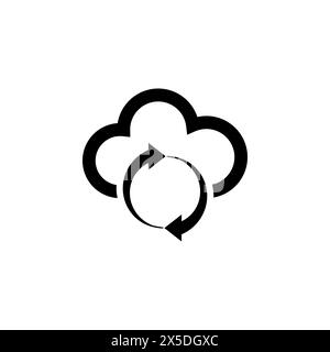 Cloud Reload Sync Refresh flat vector icon. Simple solid symbol isolated on white background. Cloud Reload Sync Refresh sign design template for web a Stock Vector