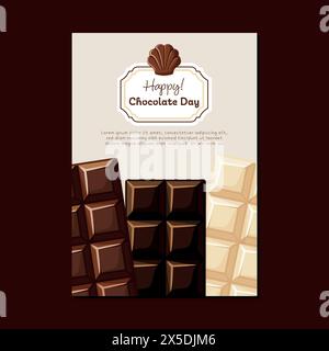 World chocolate day banner template with chocolate bars collection. Sweet dessert. Isolated vector illustration Stock Vector