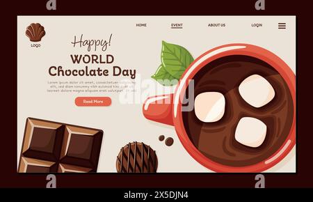 Web page design template for chocolate store. Online food. Isolated vector illustration Stock Vector