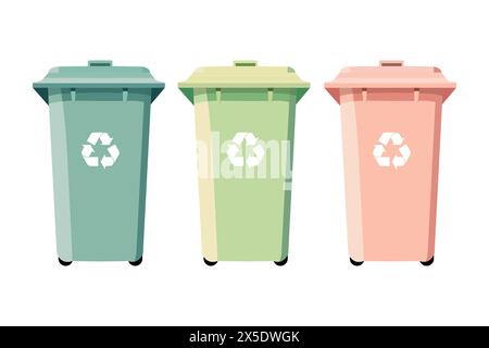 Flat illustration of street trash bins Stock Vector