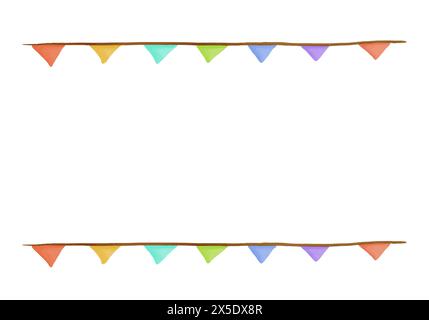 Watercolor vector frame with garland of flags. Stock Vector
