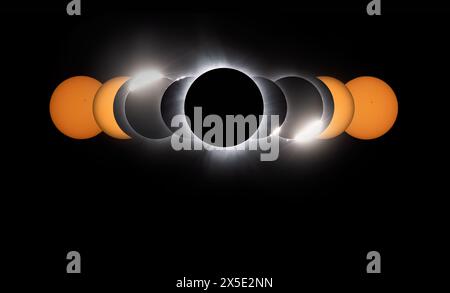 Total Solar Eclipse Composite taken April 2024 Stock Photo