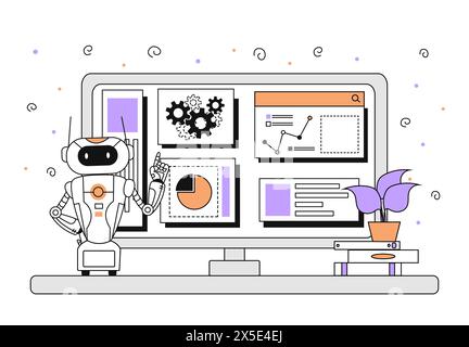 Robot and computer vector simple Stock Vector