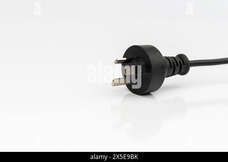 3 pin power cord Australian type isolated on white background Stock Photo