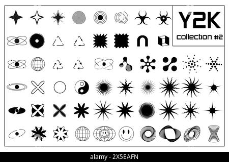 Set white fill geometric figure y2k, 3d . Vector for poster Stock Vector