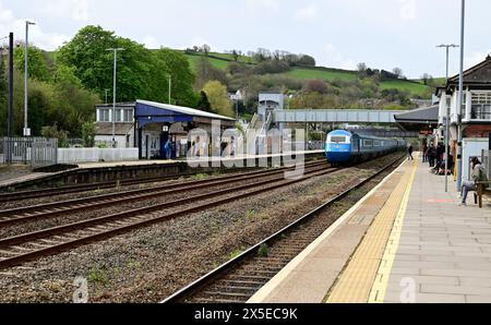 The Midland Pullman passing through Totnes, South Devon. This is 1Z65 the 0900 Penzance to Berwick upon Tweed on 14.04.2024. Stock Photo