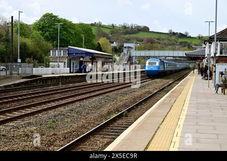 The Midland Pullman passing through Totnes, South Devon. This is 1Z65 the 0900 Penzance to Berwick upon Tweed on 14.04.2024. Stock Photo