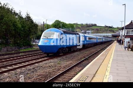 The Midland Pullman passing through Totnes, South Devon. This is 1Z65 the 0900 Penzance to Berwick upon Tweed on 14.04.2024. Stock Photo