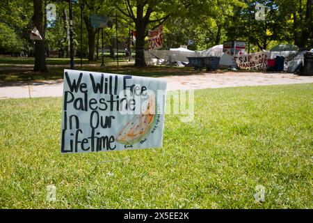 We will free Palestine in our lifetime sign at the Gaza support encampment on the diag at the University of Michigan, Ann Arbor Michigan USA Stock Photo
