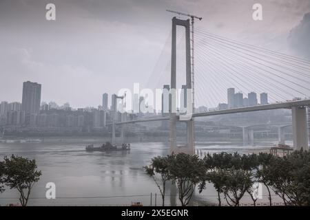 JANUARY 25, 2021, CHONGQING, CHINA: The bridge and business district of Chongqing, China Stock Photo