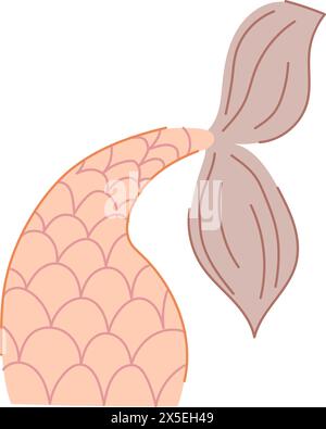cute mermaid tail cartoon vector illustration Stock Vector