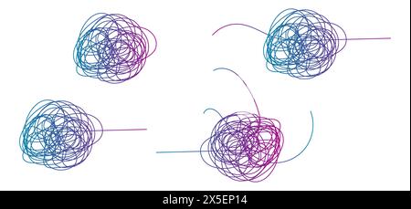 Chaotically tangled line drawing vector illustration. Stock Vector