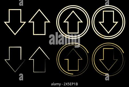 Up and down arrow, Push and Pull round warning direction arrow icons. Stock Vector
