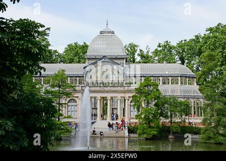 The Glass Palace or Palacio de Cristal, El Retiro Park, Plaza de la Independencia, Madrid, Spain Stock Photo