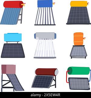 collector solar water heater cartoon vector illustration Stock Vector ...